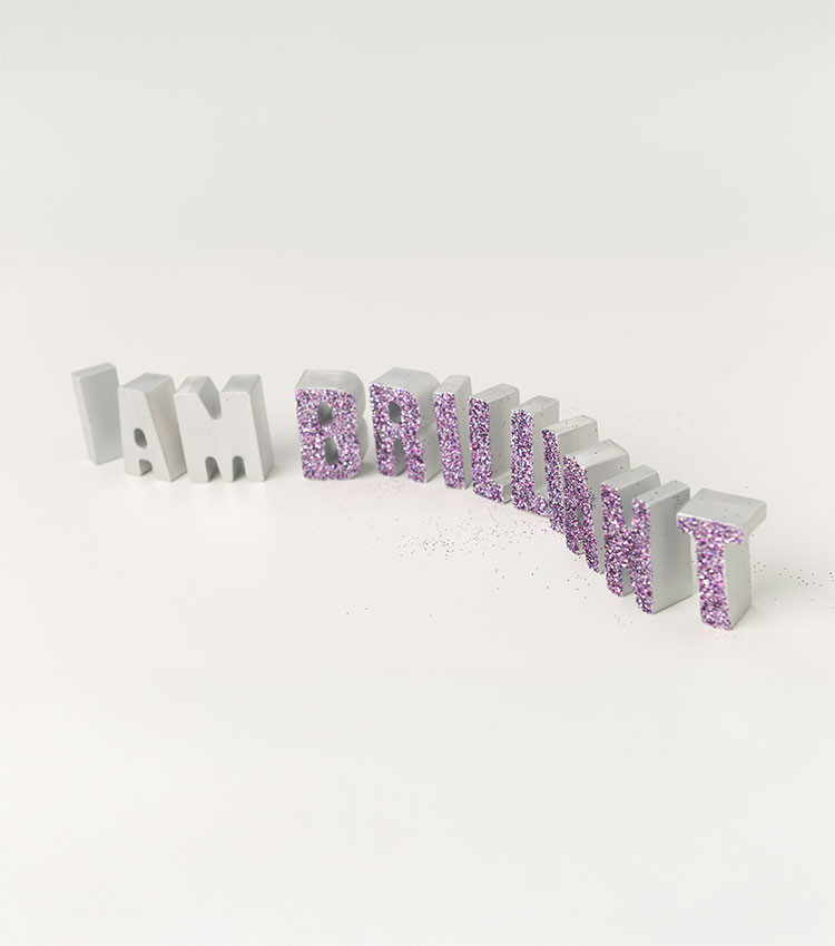 3D Buchstaben für individuelle Affirmationen